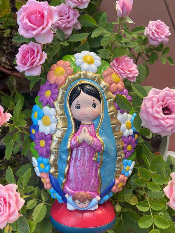 Floral Virgen de Guadalupe alcancia (coin bank)