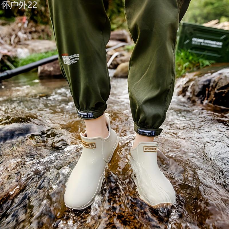 Trendy Outdoor Kitchen Non-slip Rain Boots - Outdoor enthusiasts, fishermen, motorcyclists, and people who work in wet conditions - PVC, Solid color, Round toe, No Printing, Fabric, EVA - Suitable for Fishing, Hiking, Camping Shoe