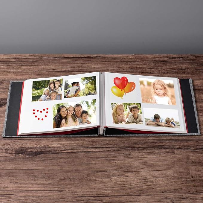 Photo Album Self Adhesive 3x5 4x6 5x7 6x8 8x10 8.5x11 11x10.6 Magnetic Scrapbook Length 11x10.6 Inch 40 Pages Linen (Gray) Decor Gift Retro