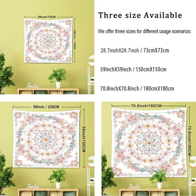 Flower Pattern Tapestry for Room Decor, Boho Style Wall Hanging Tapestry, Wall Art Decor for Home Living Room Bedroom, Home Decor, Back to School Essentials