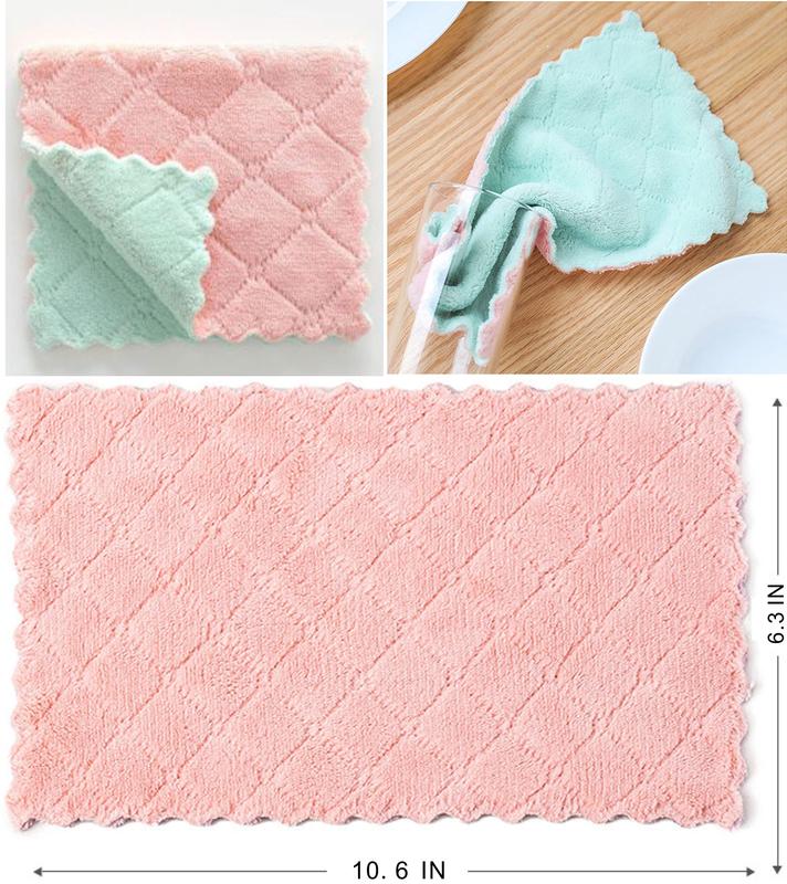 20 Pack Kitchen Towels Quick Dry Washcloths, Coral Velvet Dishtowels Multipurpose Reusable Cloths, Soft Tea Absorbent Cleaning Cloths Double-Sided Microfiber Lint Free Rags.