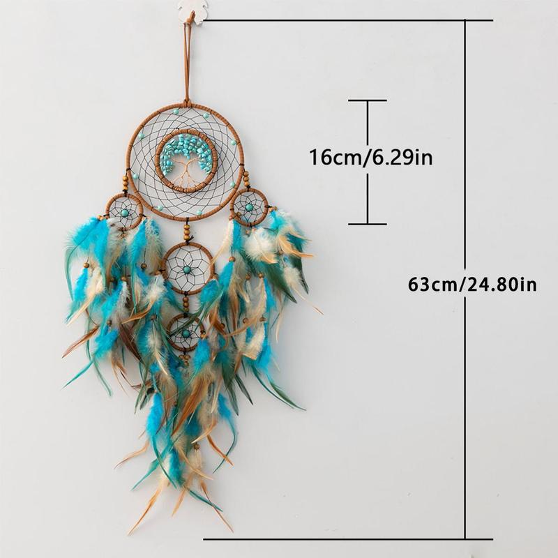 Dream Catcher, Five-ring Dream Catcher, Home Decor for Courtyard Living Room Bedroom, Hanging Decoration