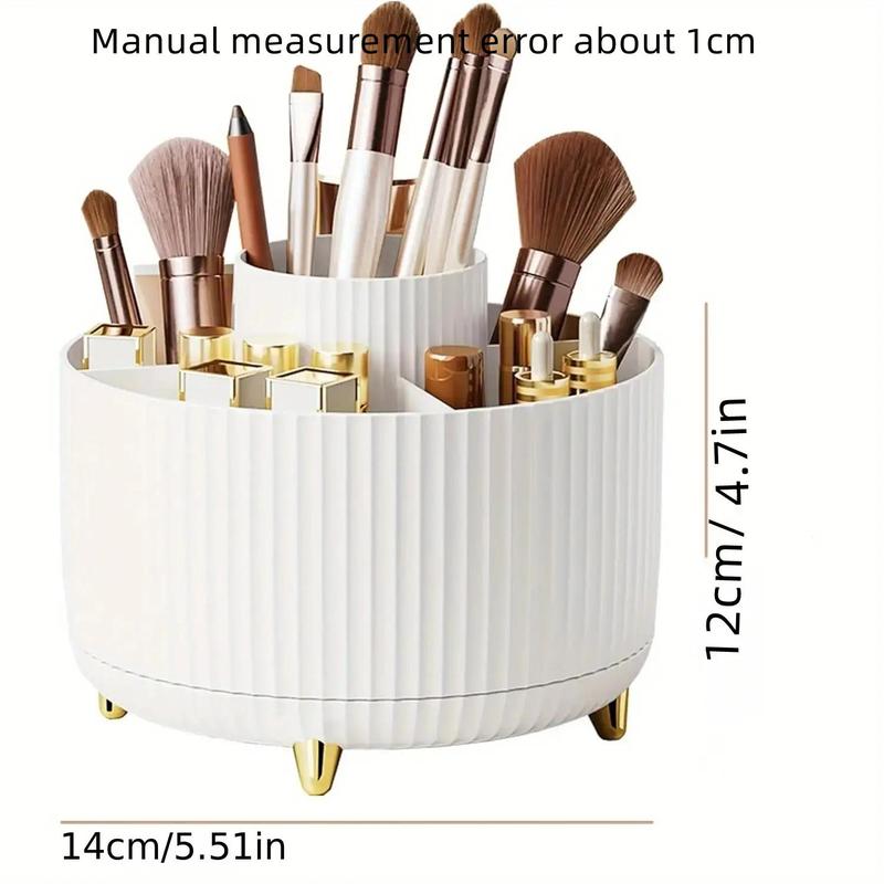 360° Rotating Cosmetic Brush Storage Box, 1 Count Multi-grid Countertop Makeup Storage Box, Desktop Organization for Home Office School,  Vanity Makeup Organizer Bedroom Decor