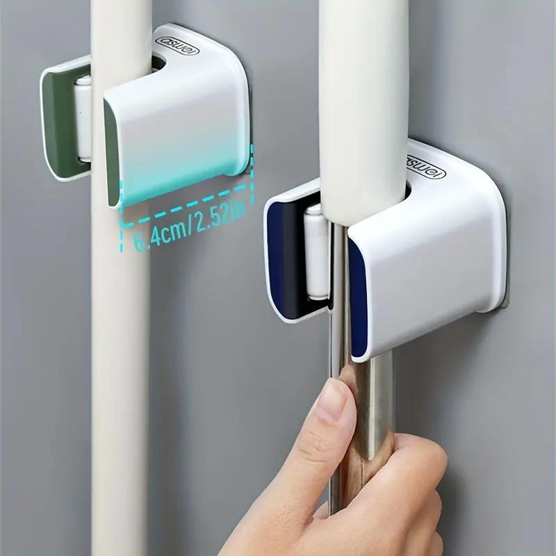 Wall Mounted Mop Holder, 1 Count Space Saving Punch Free Self Adhesive Mop Hook, Home Organizer for Bathroom Kitchen    Toilet