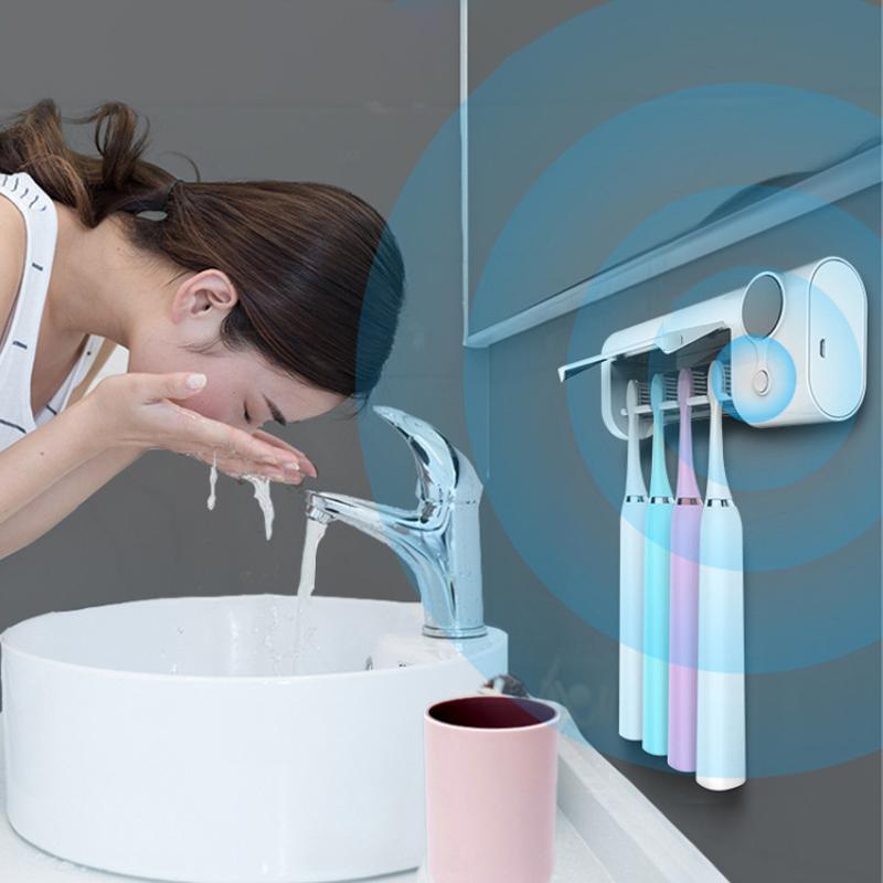 4 Slot Ultraviolet Toothbrush Sterilizer, Rechargeable Wall Mounted Toothbrush Sterilizer, Toothbrush Holder For Bathroom