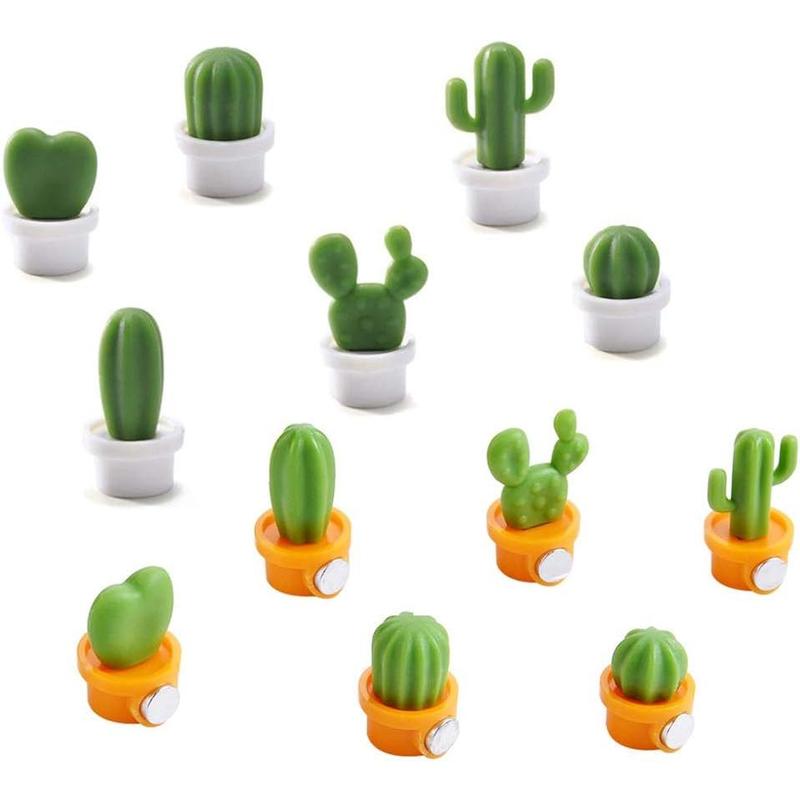 12pcs Cute Succulent Plant Magnetic Refrigerator Magnets Cute Home Decor Refrigerator Stickers Creative Notice Message Magnetic Stickers Gift (White+Orange)