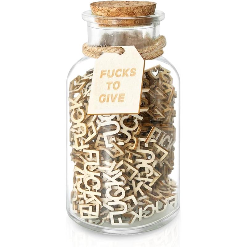 Jar of Fucks Gift Jar 9 OZ,200PCS Fucks to Give for Valentines Day,Fuck Jar Wooden Cutout Letter Funny Gifts for Birthday Day,Holiday,Gift to Friend