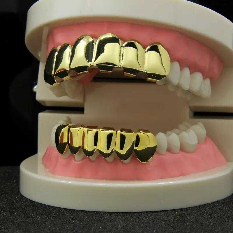 Hip Hop Fashion Gold Tooth Cover, 2 Counts set Shiny Braces, Party Accessories for Men & Women, Festive & Party Supplies