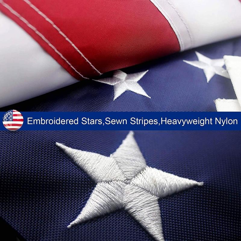 3x5 ft 4x6 ft 5x8 ft  6x10 ft 10x12 ft American Flag for Outdoor, 300D High Quality Embroidered Stars Sewn Stripes Brass Grommets Banners Gift