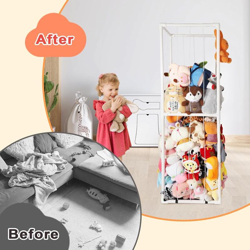 Extra large Stuffed Animal Storage for Corner Organizer,Premium ABS Material with Elastic Band Hold Up to 150 Plush Toys,Stuffed Zoo Animal Holder and Collection for Playroom-Birthday Gift for Nursery