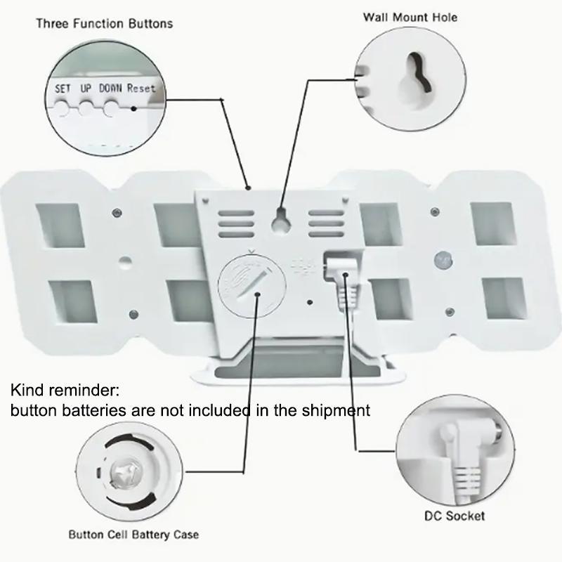 LED Digital Clock, 1 Count Battery Powered Creative Electronic Clock, Multifunctional Creative Mode Adjustable Electronic Clock for Home Decor
