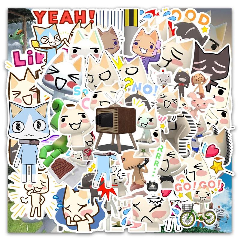 Cartoon Cat Pattern Sticker, 54pcs set Waterproof Self Adhesive Decor Paper, Decor Sticker for Gift Greeting Card Water Bottle Laptop Phone