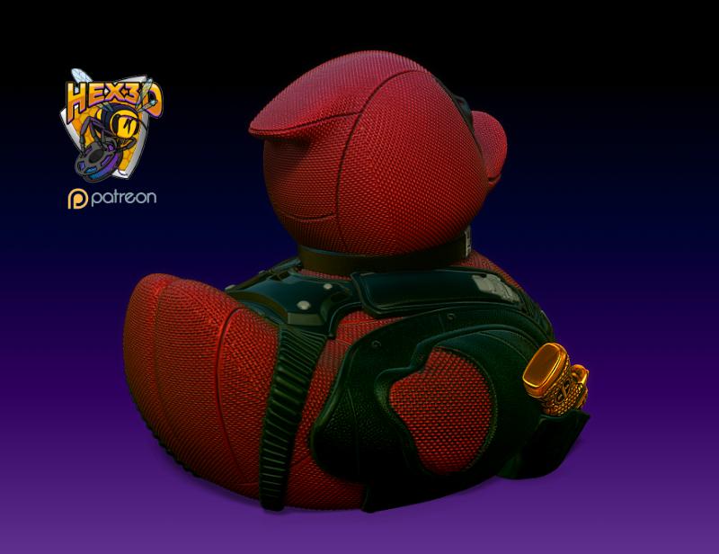 3D Printed Deadpool Figurine for Duck Collectors and More - Quirky Home Decor by Hex3D Multicolor jeep duck