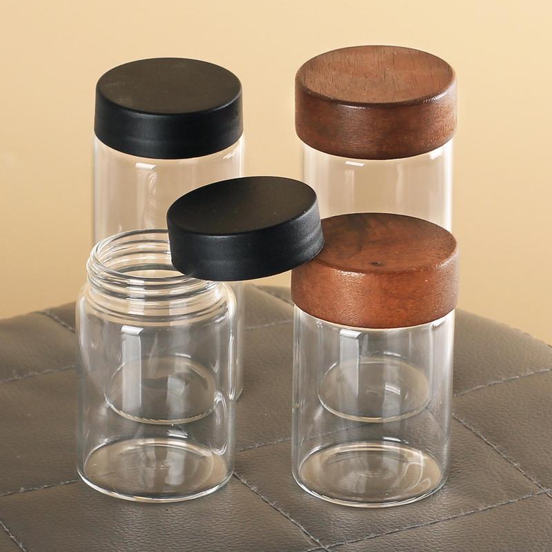 Glass Jar with Wooden Or Plastic Lid, 1 Count Clear Glass Storage Jar, Heat Resistant Glass Jar, Home Organizer for Kitchen