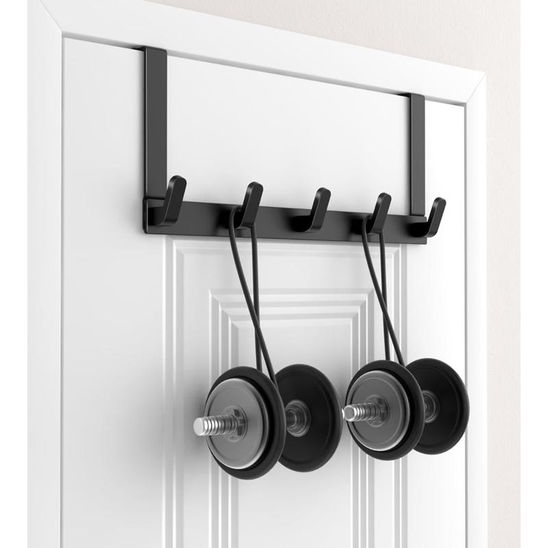 Over The Door Hooks, No Assembly Required Door Hanger Hook, Sturdy Over The Door Coat Rack,for Hanging Clothes, Towels, Hats, Matte Black