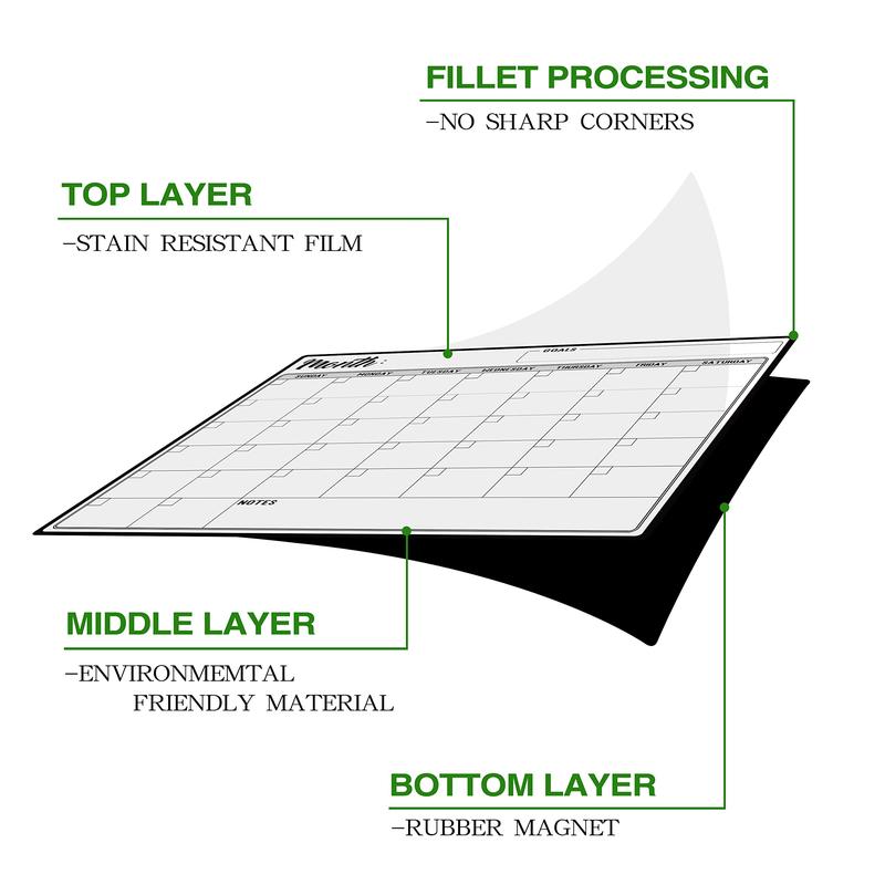 Magnetic Dry Erase Refrigerator Calendar with Markers - 15