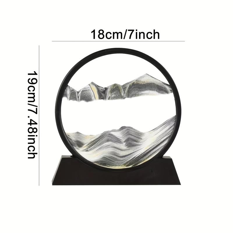 7 Inch Moving Sand Art Picture, Kinetic 3D Moving Sand Hourglass - Mesmerizing Artistic Desktop Decor - Ever-Changing Natural Landscape in a Glass Frame - Ideal for Home & Office, Quicksand Painting Round Glass Sandscapes 3D Deep Sea Sand Art Gift