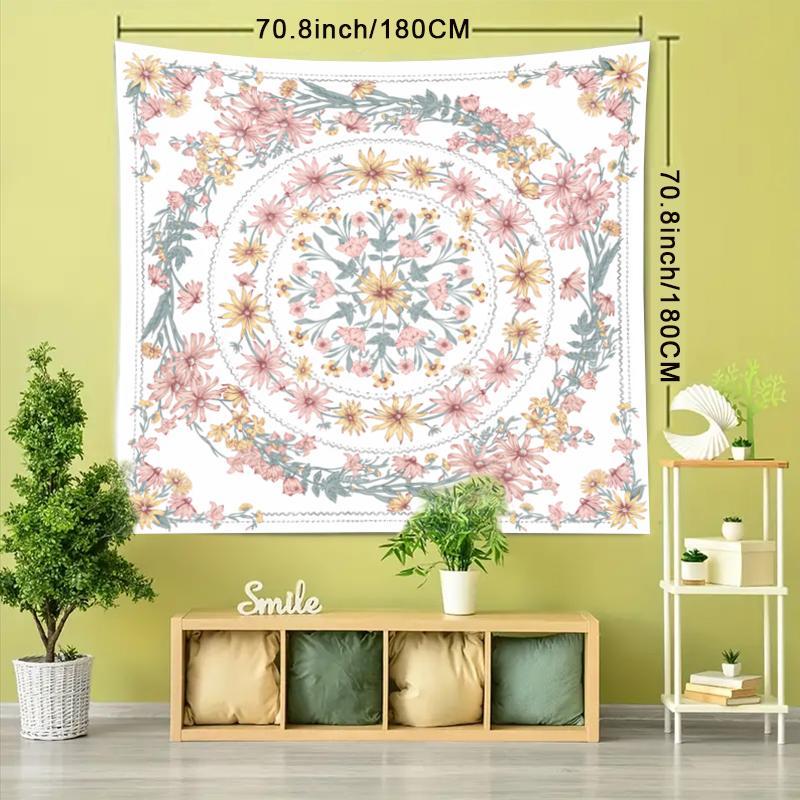 Flower Pattern Tapestry for Room Decor, Boho Style Wall Hanging Tapestry, Wall Art Decor for Home Living Room Bedroom, Home Decor, Back to School Essentials