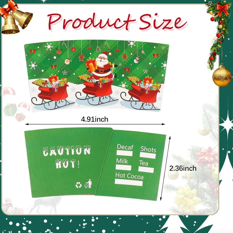 54 count Christmas Coffee Cup Sleeves, Funny Disposable Cup Paper Jacket Coffee Cup Sleeves for 12oz and 16oz Cups Christmas Party Supplies Hot Drinks Chocolate  Cold Beverage8 Designs