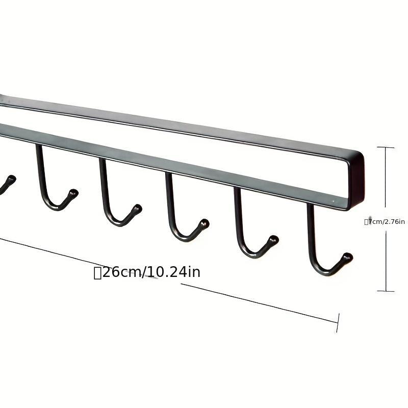 Kitchen Cabinet Hook, 2 Counts Multipurpose Kitchen Organizer with 6 Detachable Hooks, Hanging Storage Rack for Cups & Mugs