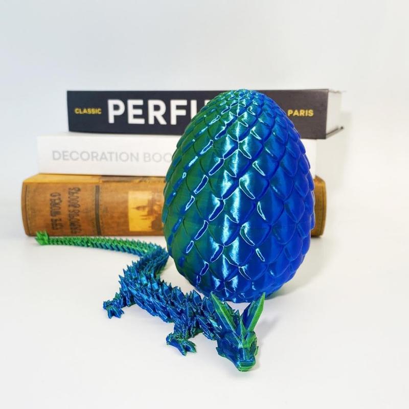 3D Dragon Egg ,Printed 12inch Crystal Dragon with Egg ,Dinosaur Christmas Fidget Toy Gifts for Adults, Easter Eggs Basket Stuffers