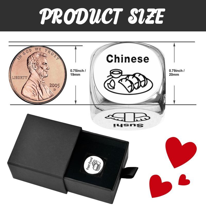 Christmas Gifts for Women Men,Anniversary Steel Food Decision Dice Gifts for Couples Girlfriend Boyfriend Wife Husband Funny White Elephant Gifts Valentines Day