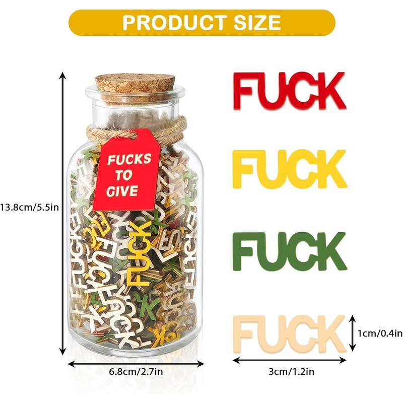 Jar of Fucks Gift Jar 9 OZ,200PCS Fucks to Give for Valentines Day,Fuck Jar Wooden Cutout Letter Funny Gifts for Birthday Day,Holiday,Gift to Friend