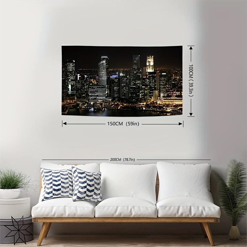 City Night View Pattern Tapestry,  Wall Hanging For Living Room Bedroom Office, Home Decor Room Decor Party Decor Decoration Frameless peach skin