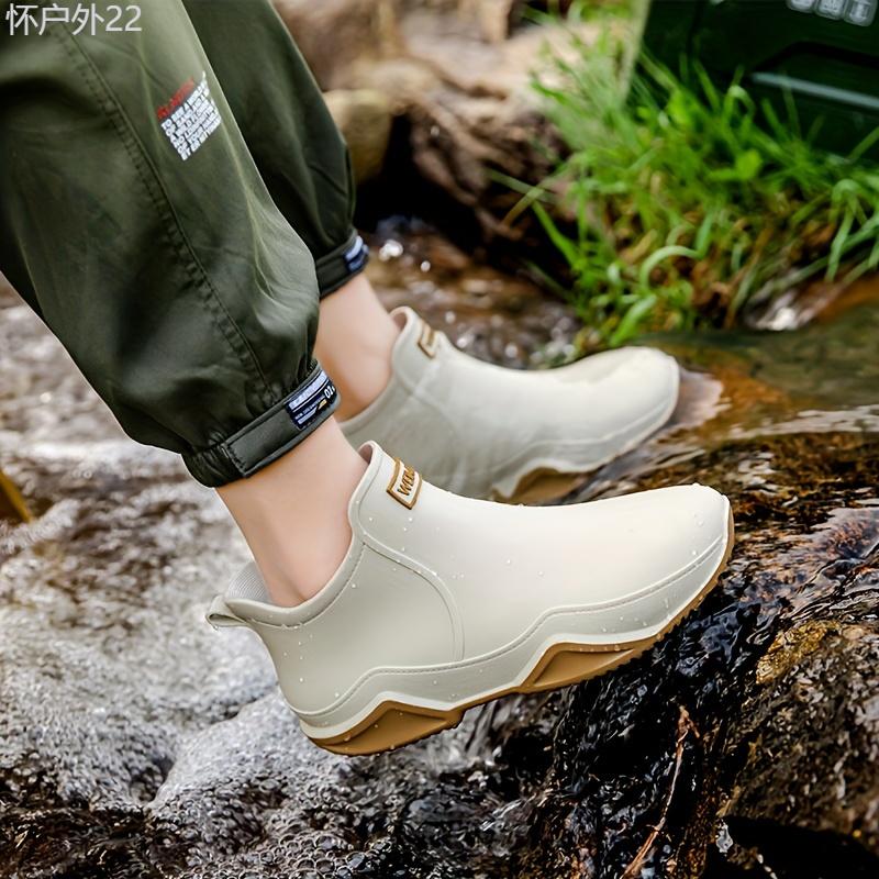 Trendy Outdoor Kitchen Non-slip Rain Boots - Outdoor enthusiasts, fishermen, motorcyclists, and people who work in wet conditions - PVC, Solid color, Round toe, No Printing, Fabric, EVA - Suitable for Fishing, Hiking, Camping Shoe