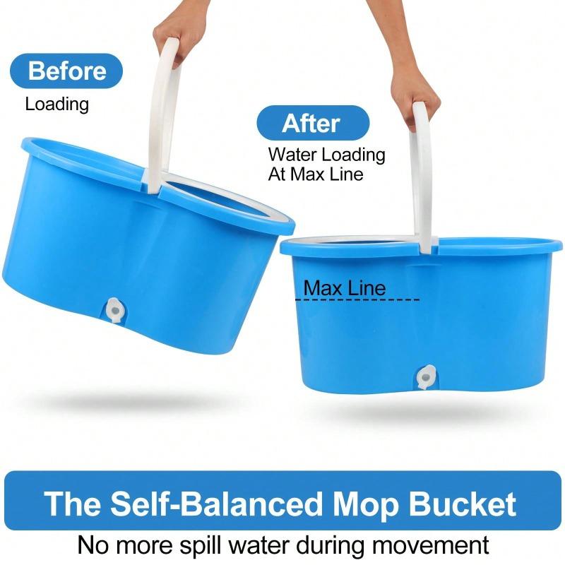 Spin Mop And Bucket With Wringer Set, 360° Mop And Bucket System With 3 Microfiber Mop Refills And 61