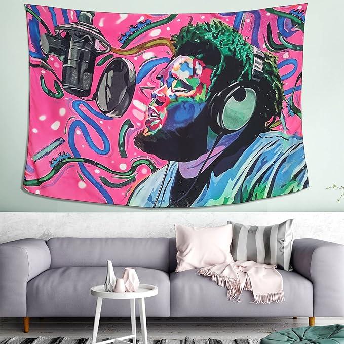 Rod Rapper Wave Singer 60*51in  Tapestry Home Decor Wall Art for Dorm BedroomBedroom tapestry wall tapestry Blanket Carpet home decoration 60*51in living room boys girls decoration college dormitory interesting tapestry