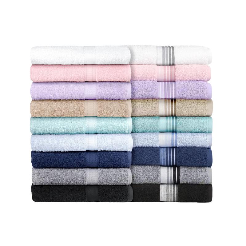 Basic Solid 18-Piece Bath Towel Set Collection, Daylily Pink