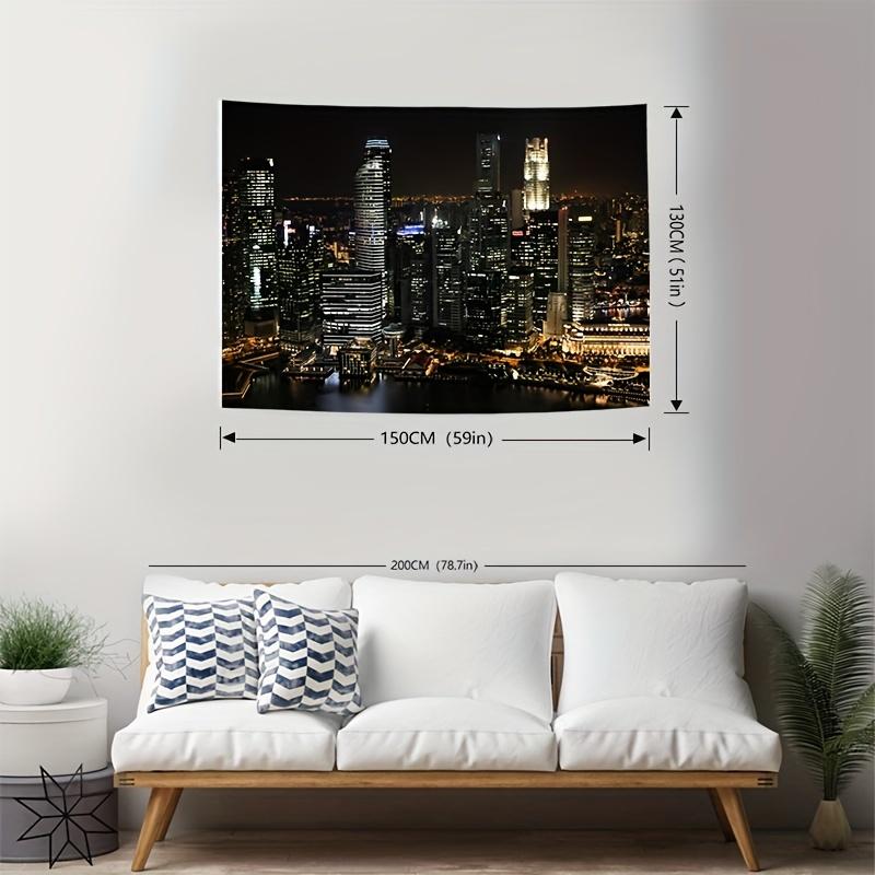 City Night View Pattern Tapestry,  Wall Hanging For Living Room Bedroom Office, Home Decor Room Decor Party Decor Decoration Frameless peach skin