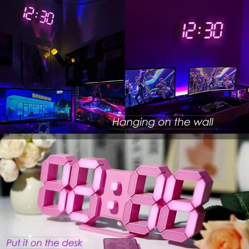 LED Digital Clock, 1 Count Battery Powered Creative Electronic Clock, Multifunctional Creative Mode Adjustable Electronic Clock for Home Decor