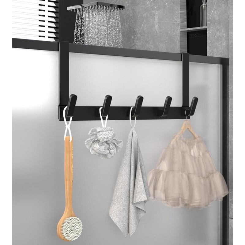 Over The Door Hooks, No Assembly Required Door Hanger Hook, Sturdy Over The Door Coat Rack,for Hanging Clothes, Towels, Hats, Matte Black