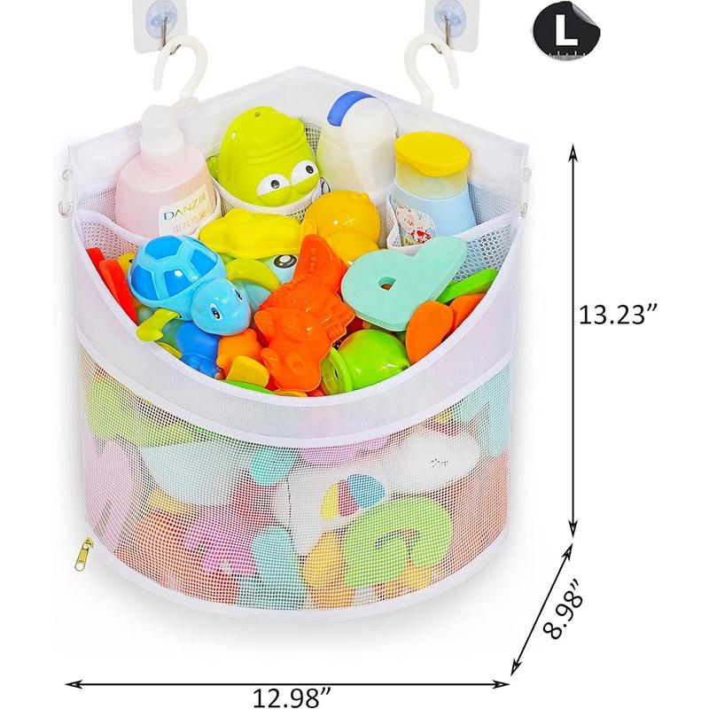 Bath Toy Organizer, Quick Drying and Mould Proof, Corner Hang-Suspension Bath Toy Holder, Large Capacity Multi Use bath toy storage