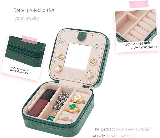 QUBAI SHOP  Travel Jewellery Box - Birthday Gifts- Small Portable Jewellery Box, Jewellery Rings Necklaces  Earrings Bracelets Organiser