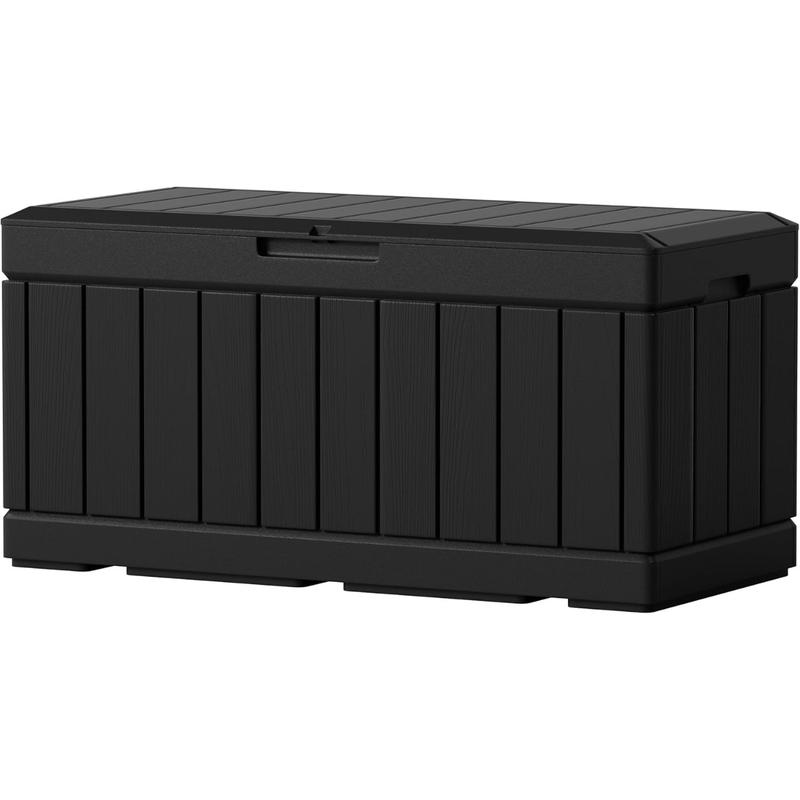 85 Gallon Large Resin Deck Box Waterproof Outdoor Storage with Padlock Indoor Outdoor Organization and Storage Container for Patio Furniture Cushions, Pool Toys, Garden Tools (Black)