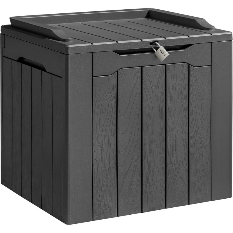 85 Gallon Large Resin Deck Box Waterproof Outdoor Storage with Padlock Indoor Outdoor Organization and Storage Container for Patio Furniture Cushions, Pool Toys, Garden Tools (Black)