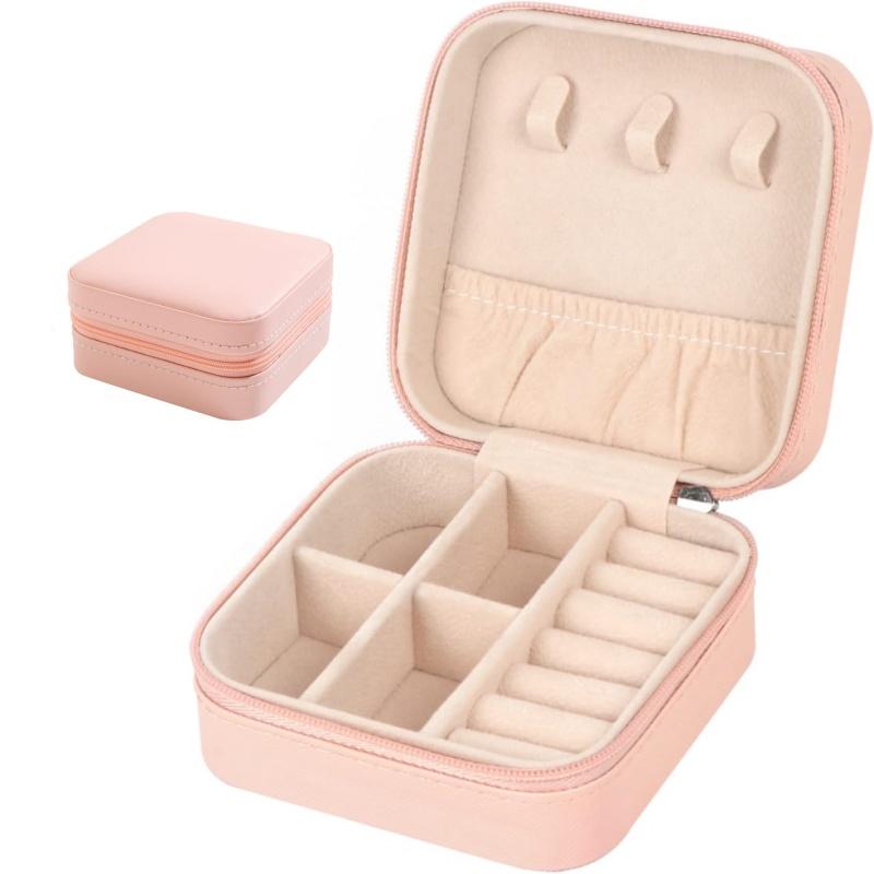 Morandi Color Mini Jewelry Travel Case Organizer Portable Elegant Jewelry Storage Organizer Portable Display Storage Box for Rings Earrings Necklaces