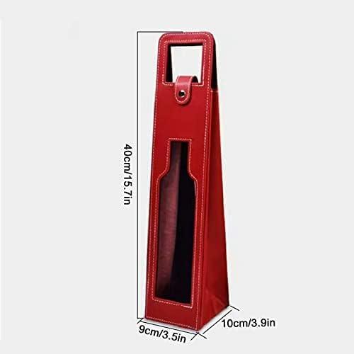 Resuable Leather Wine Tote Bag,Leather Wine Bottle Packaging Bag Classic Single Wine Bottle Gift Bag Leather Wine Carrier Tote Other Bar Accessories