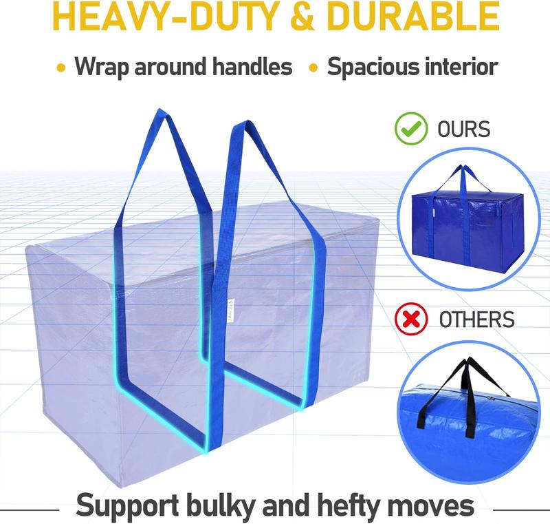 4 packs of oversized moving bags with zippers and handles heavy-duty storage bags and mobile boxes Organiser christmas 2024 ornament