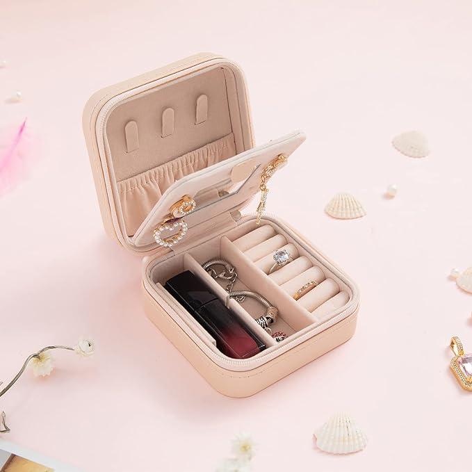 QUBAI SHOP  Travel Jewellery Box - Birthday Gifts- Small Portable Jewellery Box, Jewellery Rings Necklaces  Earrings Bracelets Organiser