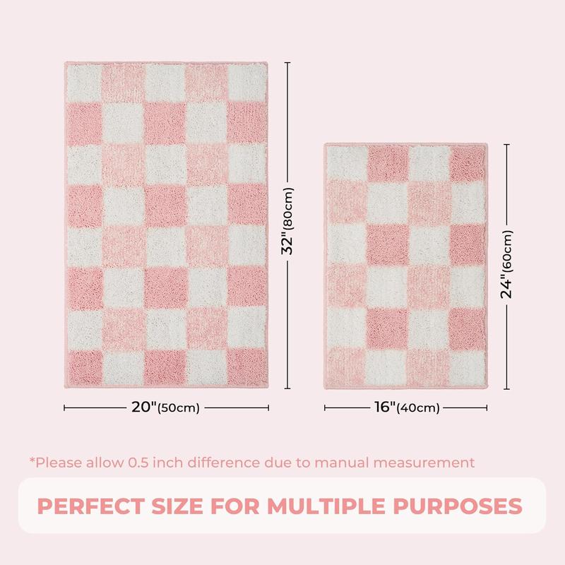 Checkered Pink Bathroom Rugs, 24