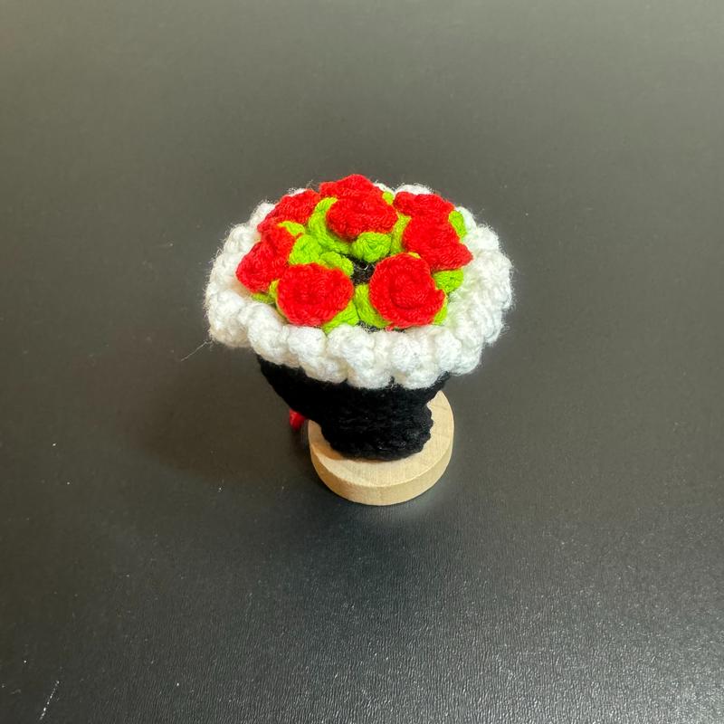 Decorative Mini Crocheted Bouquet - 2.5in Tall for Home Decor or Table Centerpieces - Ornaments Plants Fruit  Floral Flower Flower Floral