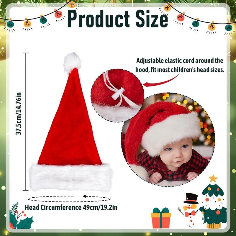 Santa Hat for Baby Adult Velvet Fluffy Christmas Hat for Boys Girls Men Women Gift New Year Party Supplies