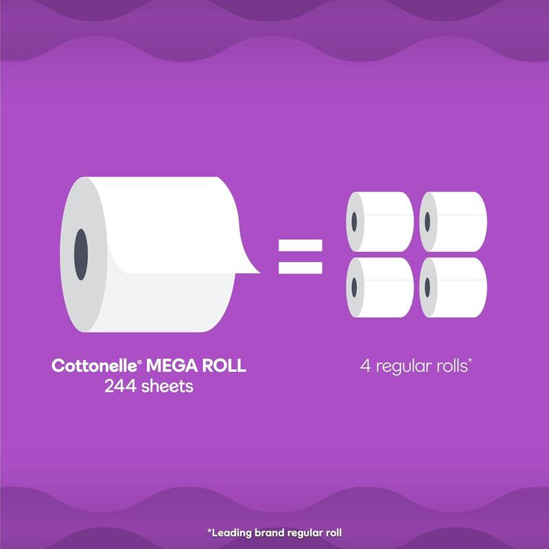 Toilet Paper, 9 Mega Rolls 9 Mega Rolls = 36 Regular Rolls, 244 Sheets per Roll