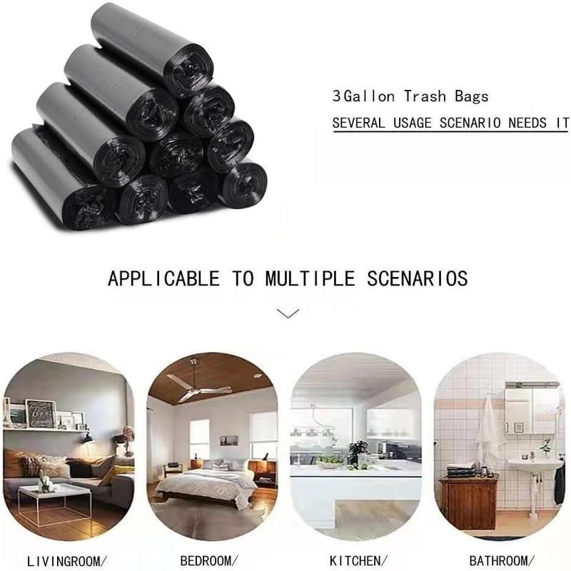 3.5 Gallon Trash Bags, 150 Count Small Trash Can Liners for Bathroom or Livingroom, Black 3 Gallon Thickly Garbage Bags