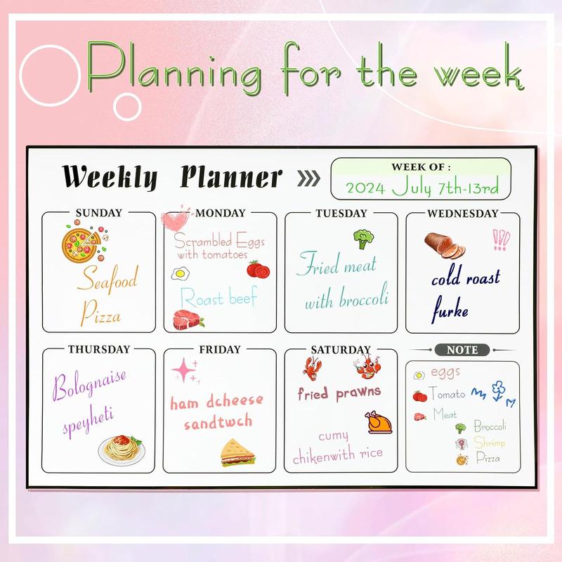 Meal Planner  Menu Board for Kitchen Fridge Planning Board Meal Planner for Fridge Weekly Meal Planner Dry Erase Calendar for Fridge  Calendar Fridge Calendar