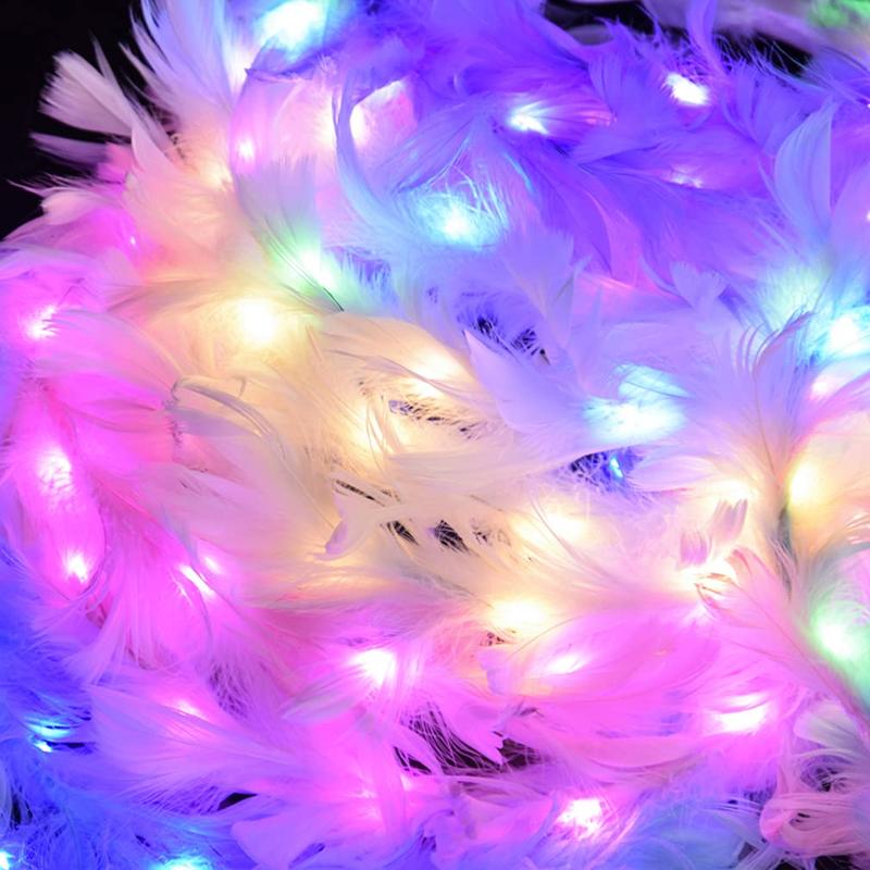 6 Pack Flower Crown, Feather Crown Headband Luminous with 10 LED Lights, Light Up Headdress with Color Changing LED Lights, Cute Flashing Decor Hair ​Accessories for  Women Wedding Festival Party